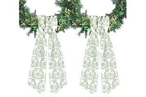 Ftuuo 2pcs Wreath Sash for Front Door Vintage Lace Wreath Satin Sash Burlap Garland Ribbon Accessories for Wreath Yard Doorway Indoor Outdoor Bow Bridal Shower Home Decor,5.1 x 54.3