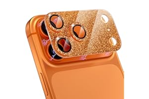 Choiche Compatible for iPhone 17 Pro Max Camera Lens Protector, Bling Camera Cover with 9H Tempered Glass Lens Screen Protector Metal Ring Decoration Accessories 6.9-inch (Glitter-Orange)