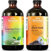 Serene Herbs Soursop Bitters Liquid &amp; Black Seed Bundle &ndash; Organic Herbal Guanabana for Digestive Support &ndash; Vegan, Non-GMO &ndash; 32 oz (16 oz Each), (2 Pack)