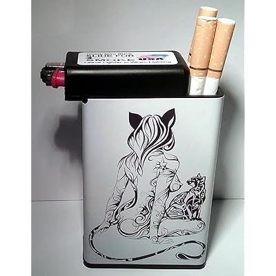 silver cigarette holder case Amazon.com: Cigarette Case with Built in Lighter Vintage Psychedelic Trippy  S9 Smoking King Size Cigarettes Silver Metal Wallet 4