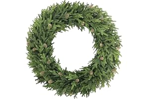 Christmas Wreath Artgar Christmas Wreaths for Front Door 28 inch Green Wreath Realistic Artificial Real Touch Pine Wreath Winter Christmas Decorations Outdoor Indoor Outside Window Home Xmas Holiday