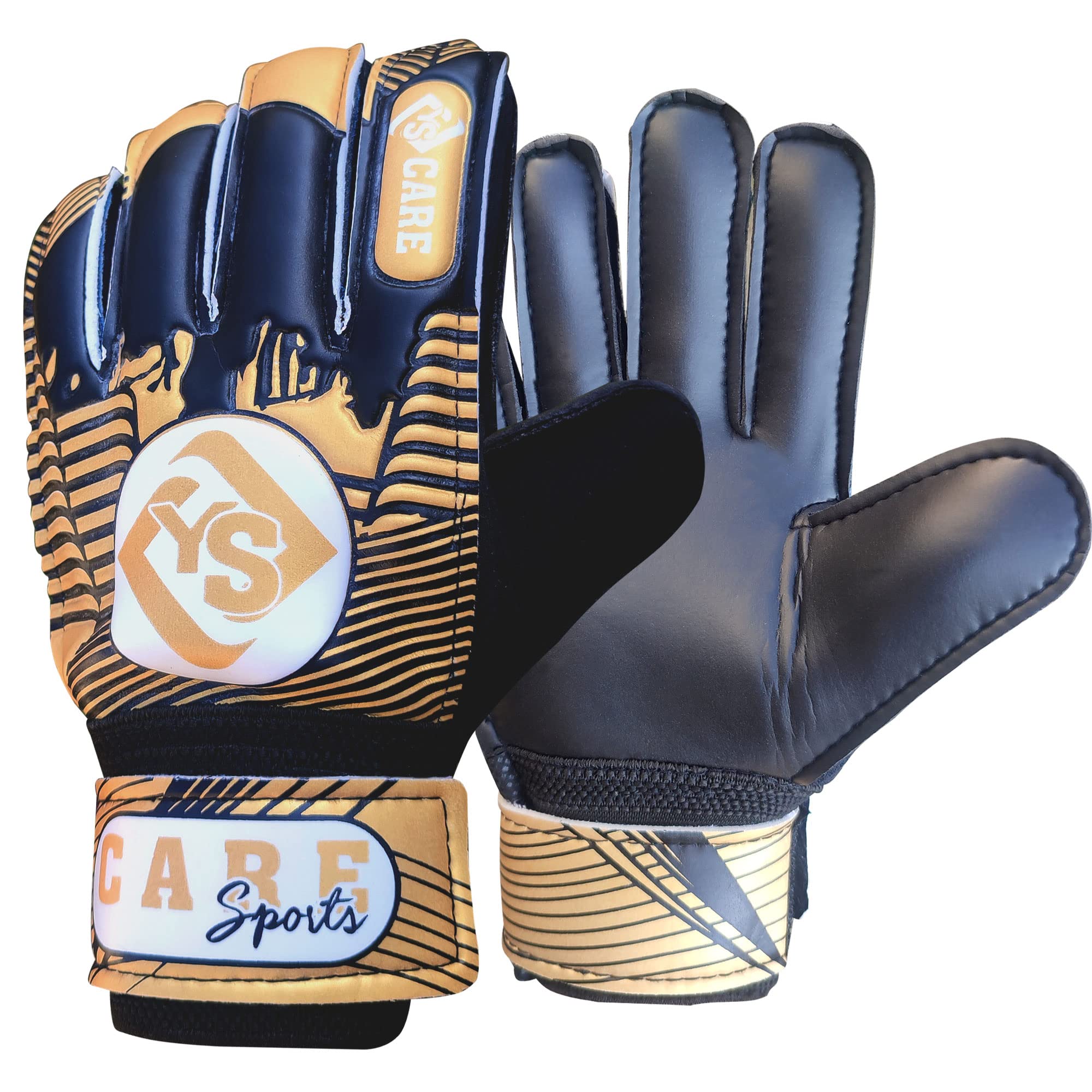 YSCARE Kids Goalkeeper Gloves Football Gloves For Boys kid’s children adult Soccer Goalie Sports Practice Gloves Protection Super Grip Palms (Gold, Size 4 Suitable for 6 to 9 years)