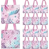 WPDISCZ 20Pcs Mermaid Gift Bags Party Favors Bags Non-woven Treat Bags with Handle for Girls Birthday Baby Shower Mermaid Party Supplies Decorations