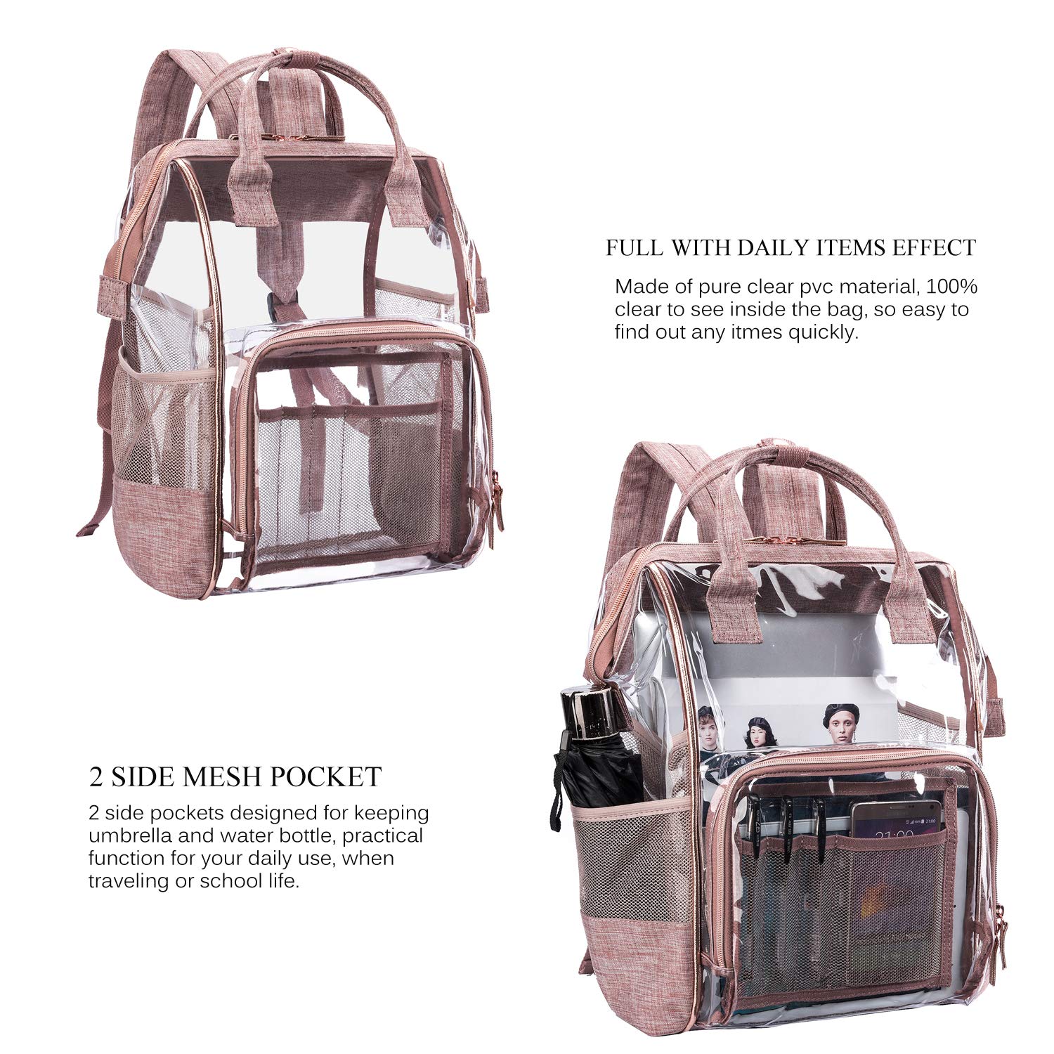 rose gold backpack for school