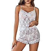 Avidlove Sexy Pajama Set for Women Floral Lace Lingerie Set Sheer Sleepwear See Through Cami Shorts 2 Piece