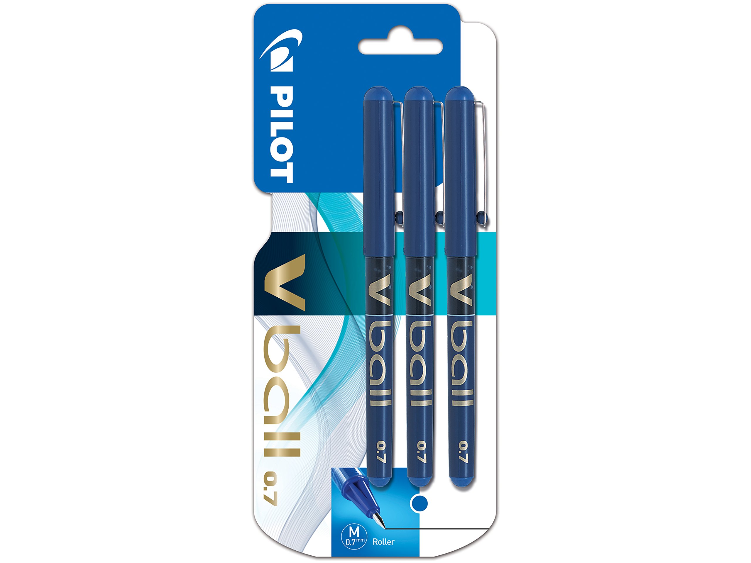 Pilot VBall 7 Rollerball Pen- Blue (Pack of 3)