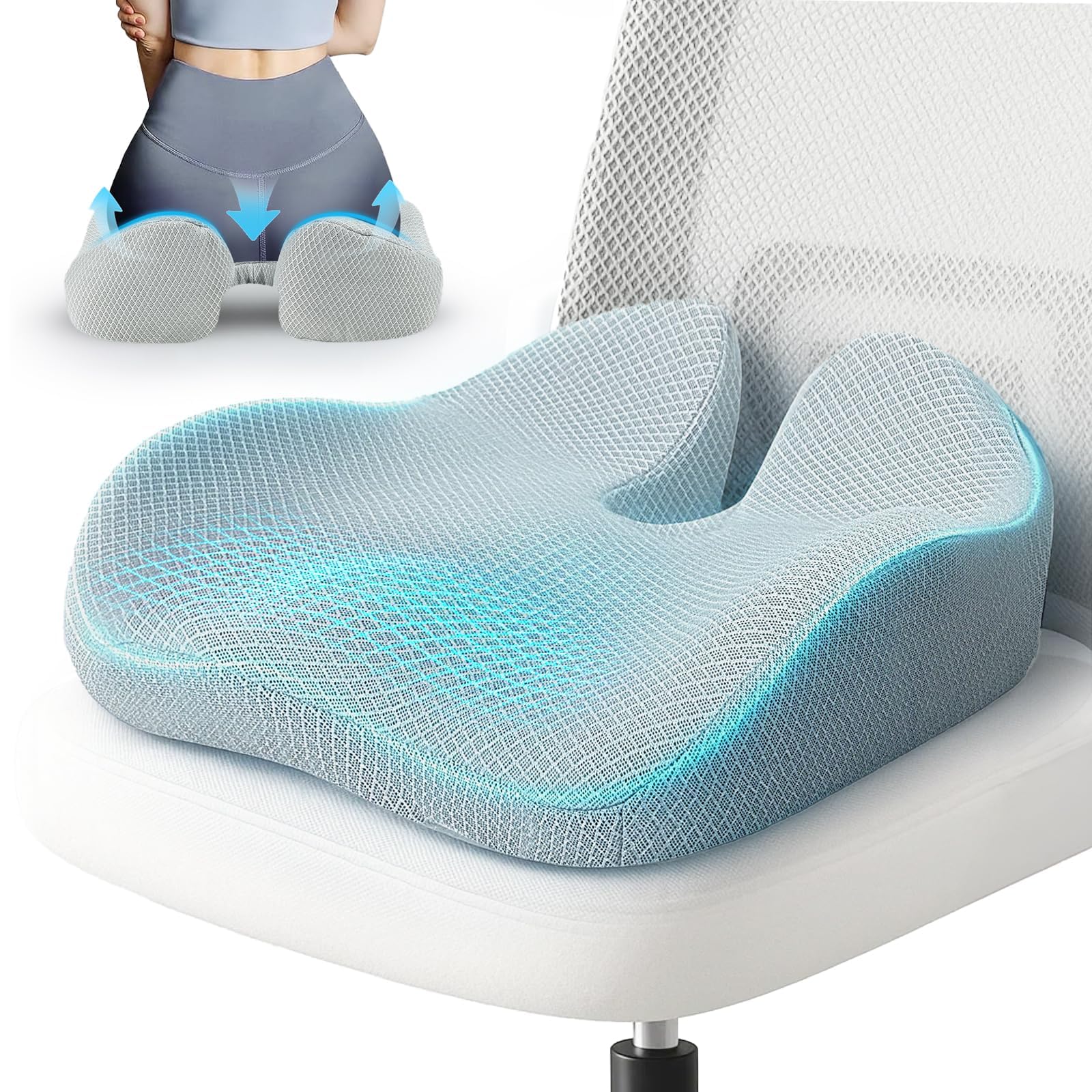 Photo 1 of **MINOR DAMAGE**
Extra Large Office Chair Cushion, 19" x 17" Ergonomic Memory Foam Seat Cushion for Tailbone, Back, Sciatica & Hip Pain Relief, Booster Pad for Sitting & Driving, Removable Washable Cover, Grey