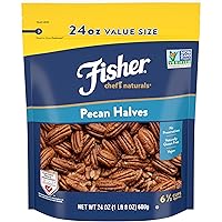 Fisher Pecan Halves, 24 Ounces, Unsalted, No Preservatives, Naturally Gluten Free, Non-GMO, Vegan, Paleo, Keto Nuts