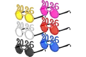 Konohan 2026 New Years Eve Glasses Funny Glitter Number Eyeglasses Photo Props Sunglasses for Adults New Years Party Supplies