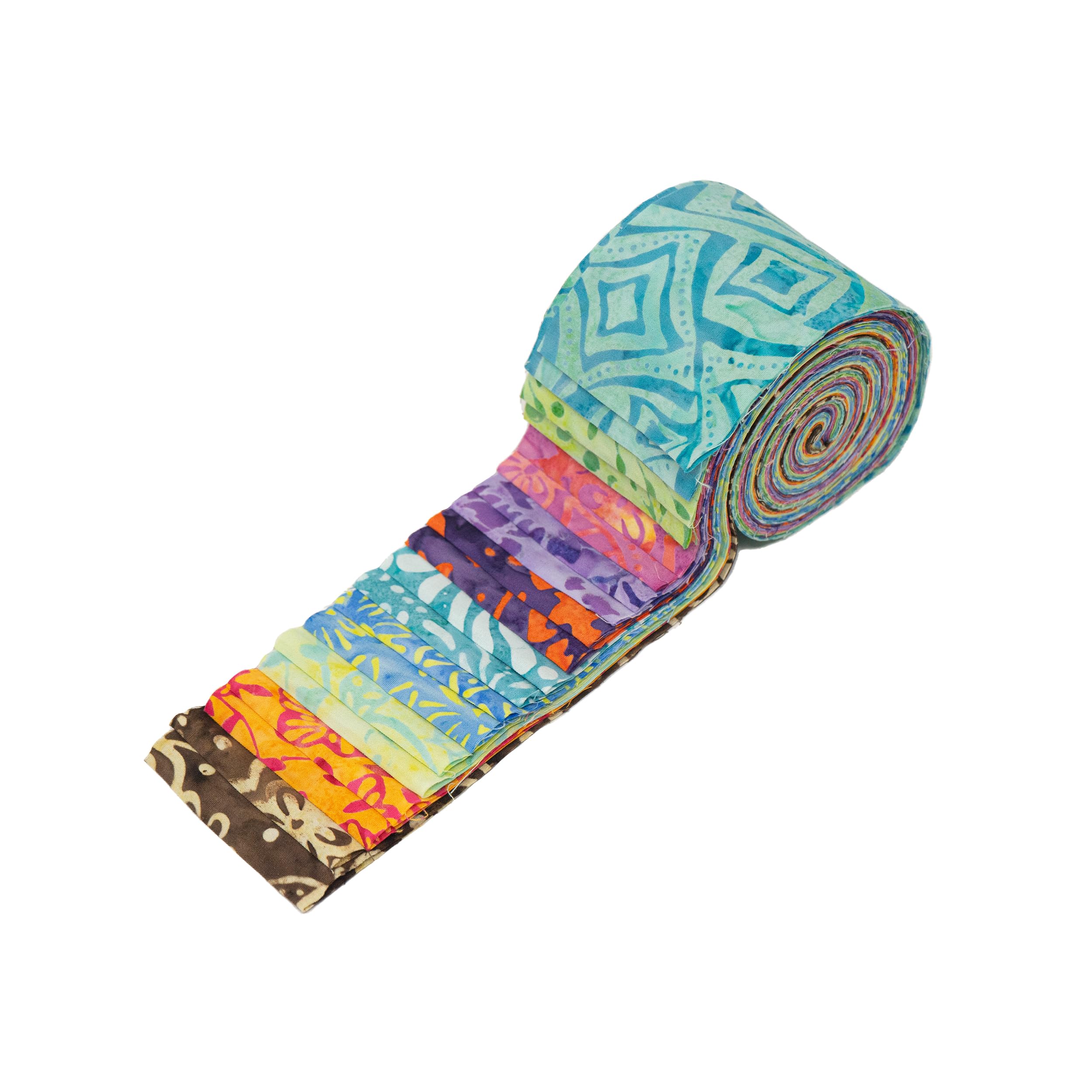 Stitch & Sparkle Indonesian Premium Batik Cotton Vibrant Dreams Jelly Roll 2.5''x 44'', 20 Pieces
