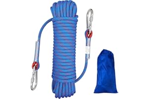 HAIY Climbing Rope, 10mm Static Rock Climbing Cord, High Strength Rope, Safety Rope for Escape, Fire Rescue, Dock Anchor, Ice Climbing (Blue, 64ft)