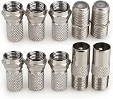 JEEUE F Plug Connectors Waterproof RG6 Coax Cable 6 Pack Silver view 1