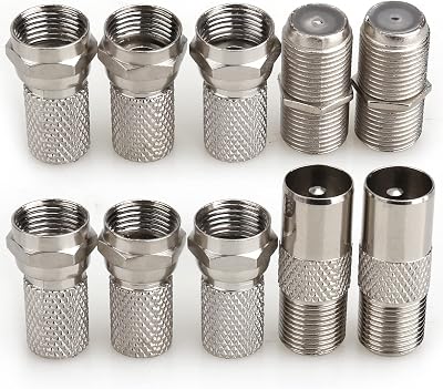 JEEUE F Plug Connectors Waterproof RG6 Coax Cable 6 Pack Silver