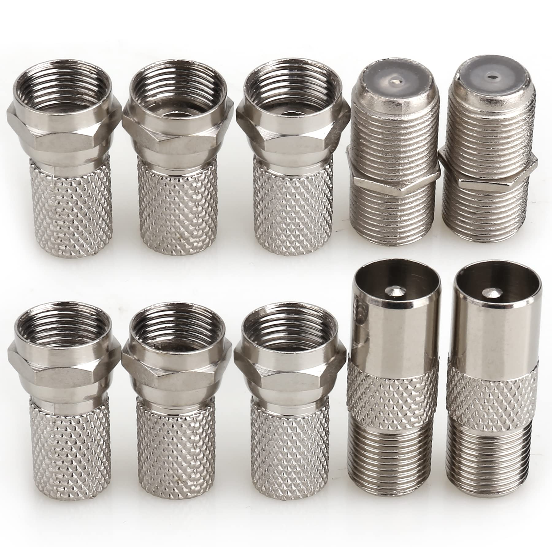 JEEUE F Plug Connectors Waterproof Micro Screw/Twist On Aerial Coaxial Cable RG6 for Satellite TV Sky NTL (silver)