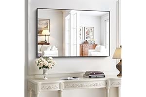 KOCUUY Black Rectangle Mirror, 30"x48" Bathroom Mirrors for Over Sink, Large Black Wall Mounted Mirror, Metal Framed Mirror for Wall, Vanity Mirror for Bathroom Living Room Bedroom Dining Room