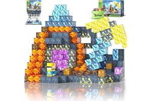TOYLOGY Magnetic Blocks-Build Mine Magnet World Pickaxe Edition Mine Pickaxe Caverns Kids Games Toddler Toys Magnetic Tiles for Boys & Girls Age 3-4 4-5 6-8, Sensory Outdoor Toys for Kids for 3+