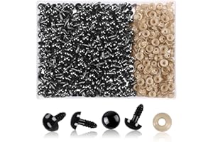 UPINS 600 Pieces 10MM Safety Eyes with Washers Black Plastic Safety Eyes for Amigurumi Doll Crochet Eyes for DIY Crafts Stuffed Animals Making Supplies