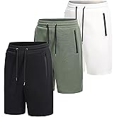 WHITE PEAK TRADING COMPANY Men's Cotton Casual Shorts 3 Pk Fleece Midweight Athletic Jogger Sweat Shorts with Zipper Pockets