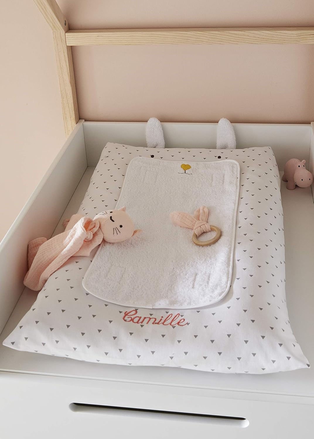 Weiss Bedruckt Vertbaudet Housse Pour Matelas A Langer Lapin Taille Unique Housses Bebe Puericulture