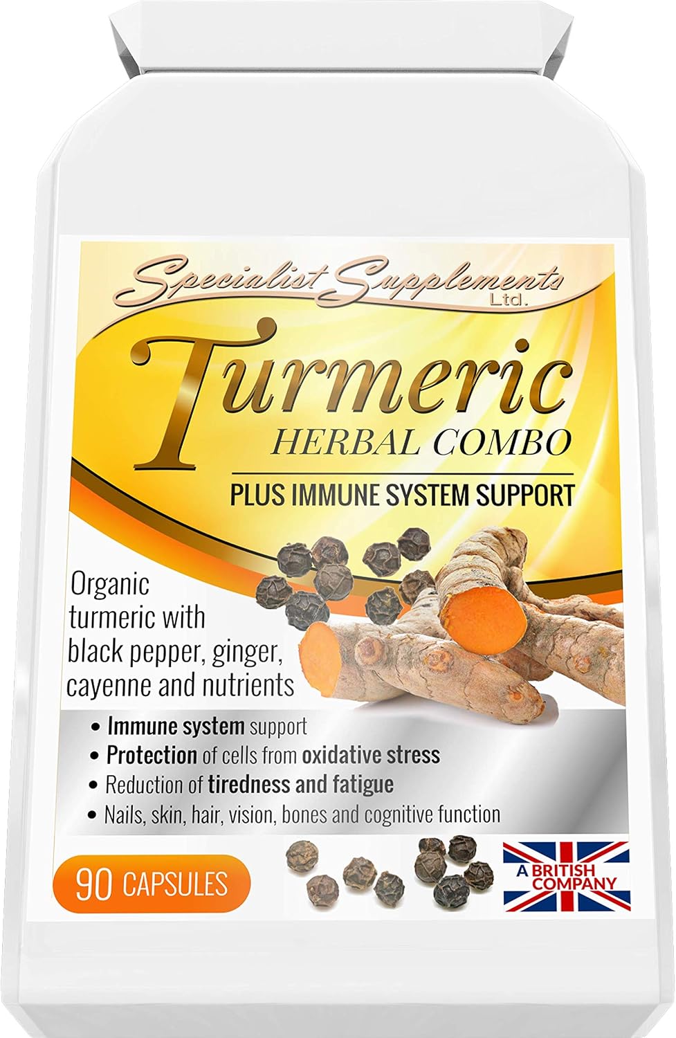 Specialist Supplements Turmeric Herbal Combo Plus Immune System Support 90 Capsules, Orange, 90 count (Pack of 1) - Image 5