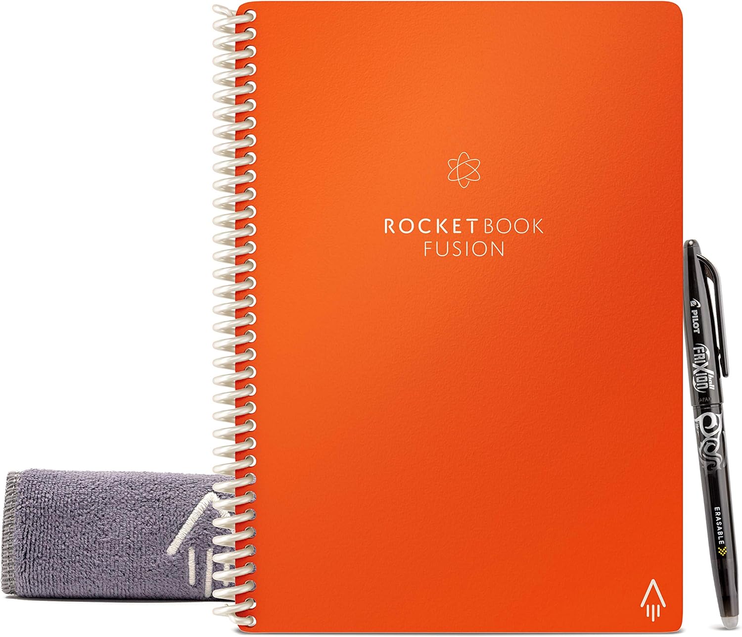 Rocketbook Fusion Smart Reusable Notebook - Calendar, To-Do Lists, and Note Template Pages with 1 Pilot Frixion Pen & 1 Microfiber Cloth Included - Beacon Orange Cover, Executive Size (6" x 8.8")