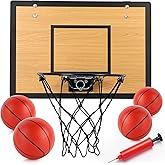 EZFXHD WTER Mini Basketball Hoop for Kids,Durable Wooden Over The Door Basketball Hoop Indoor,Mini Hoops with 4 Balls and Pump for Teens and Adults