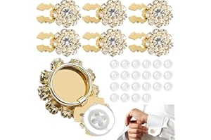 6Pcs Button Covers with Rhinestones & Gold Base, Sewing Button Covers Decor for Women Blouses Shiny & Exquisite DIY Craft Dec