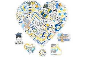 ZULUVINYL 50 Pack Pcs Down Syndrome Awareness Ribbon Stickers for Water Bottles Waterproof Vinyl Laptop Luggage Inspirational Sticker Packs Adults Teens Girls Boys Aesthetic Small Decals