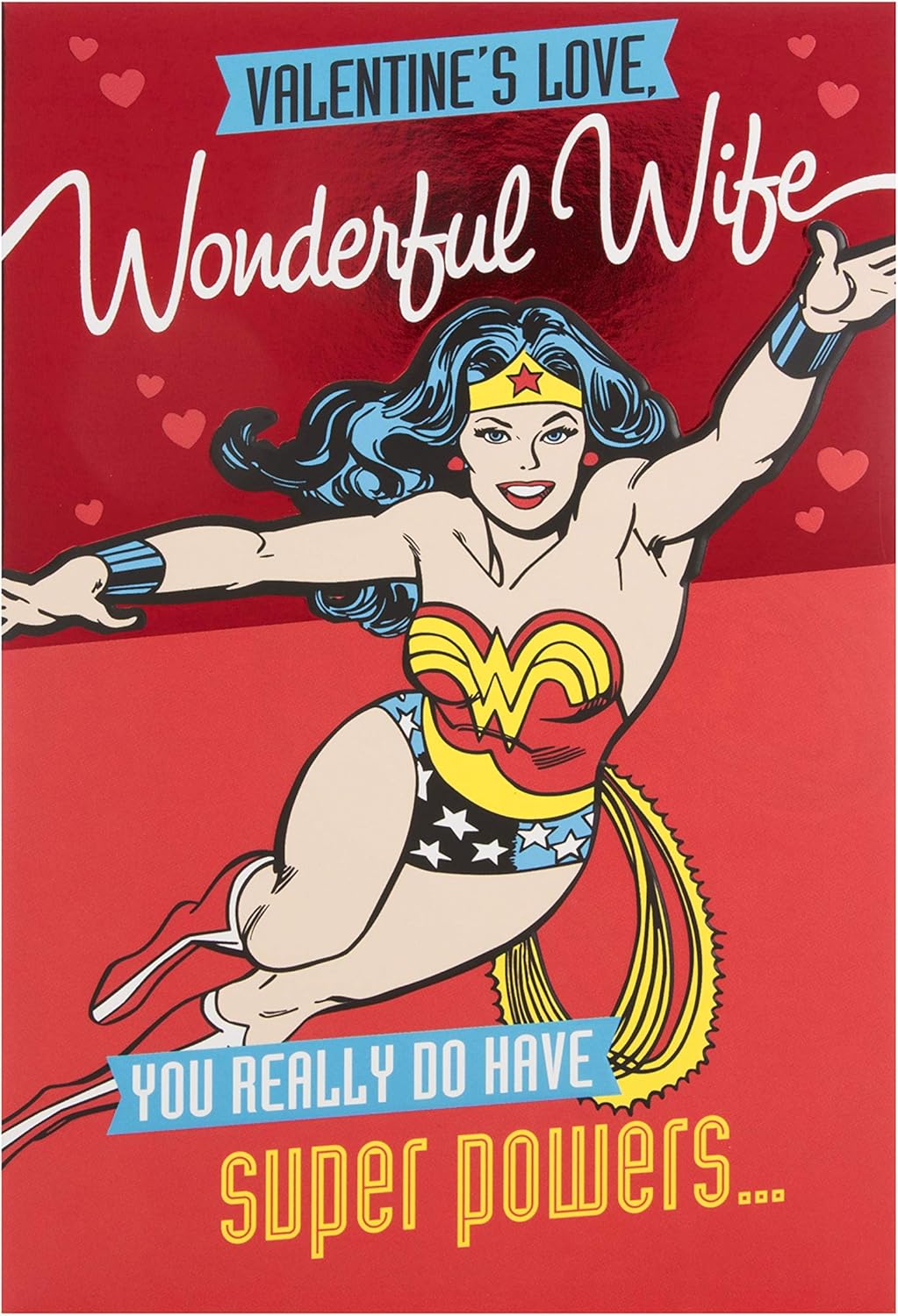 Wonder Woman Valentine Card for Wife from Hallmark Embossed Design