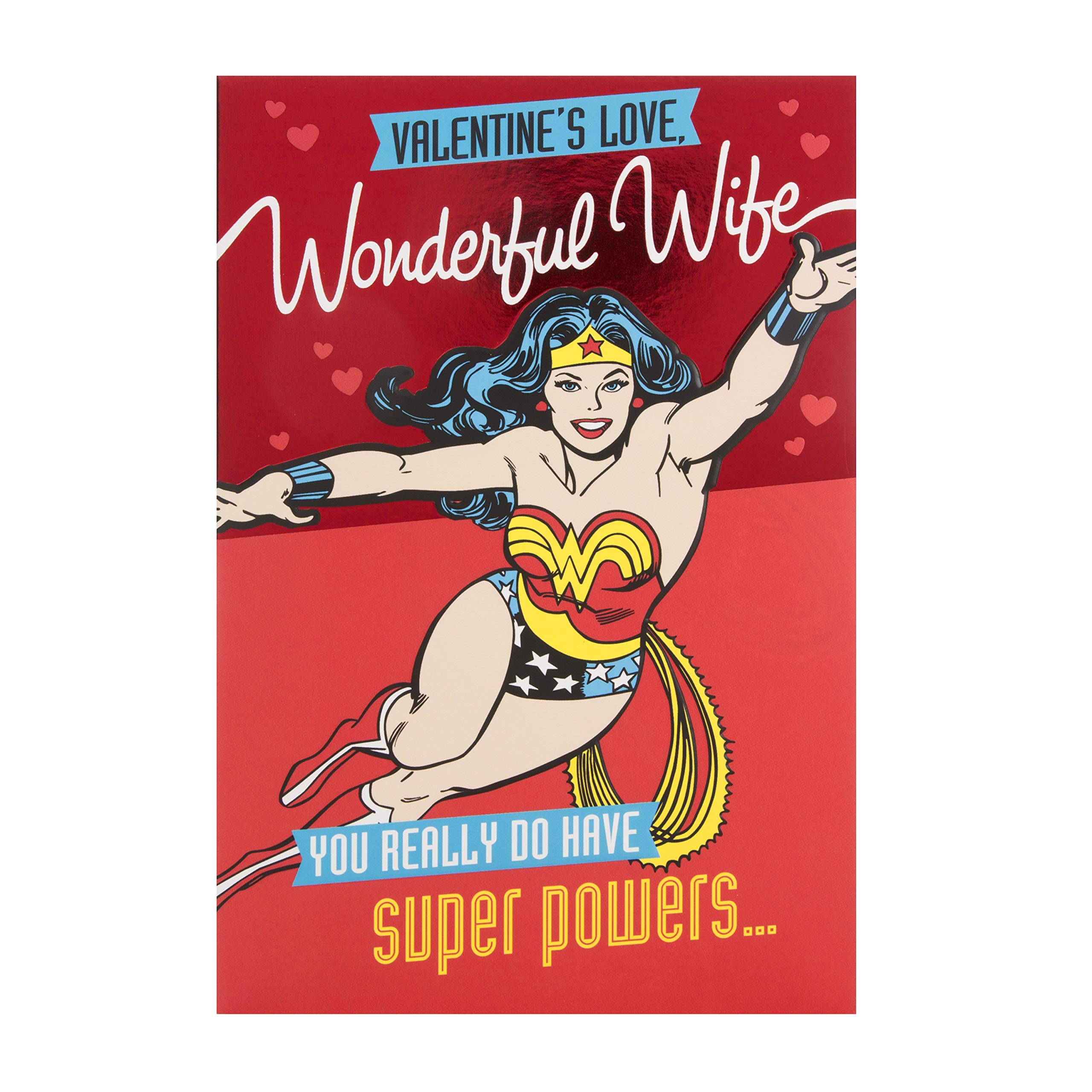 Wonder Woman Valentine Card for Wife from Hallmark - Embossed Design