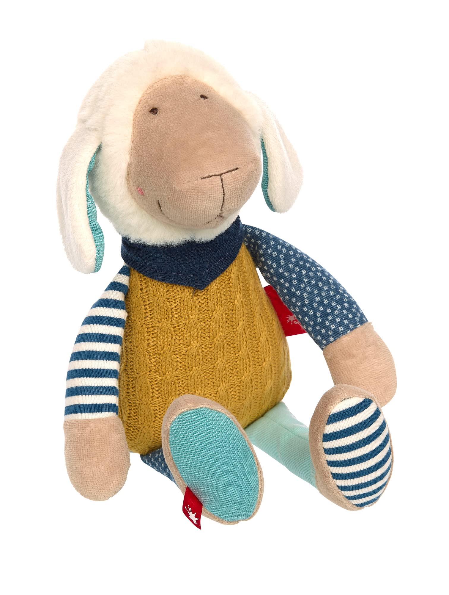 Sigikid Sweety 39215 Sheep Patchwork Cuddly Toy for Girls and Boys Recommended from Birth Ochre/Blue