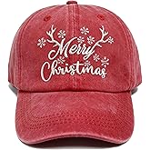 MJJLYYU Merry Christmas Hats for Men Women - Embroidered Baseball Cap Adjustable Hat, Low Profile Dad Hats, Unisex Cotton Cap