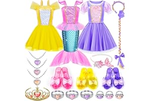 Tlooe Princess Dress Up for Girls, Dress Up Clothes for Toddler Girls Set, Princess Toys Christmas Halloween Birthday Gifts for 3 4 5 6 7 8 Little Girl