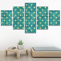 SIGNWIN 5 Panel Canvas Wall Art Modern Art Contemporary Dramatic Geometric Mixed Media Multicolor Patterns for Home Decorations Ready to Hang - 60