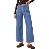 luvamia Wide Leg Jeans for Women Trendy Fall High Waisted Ankle Denim Pants | Soft Stretch Denim, Front Patch Pockets, 28" In