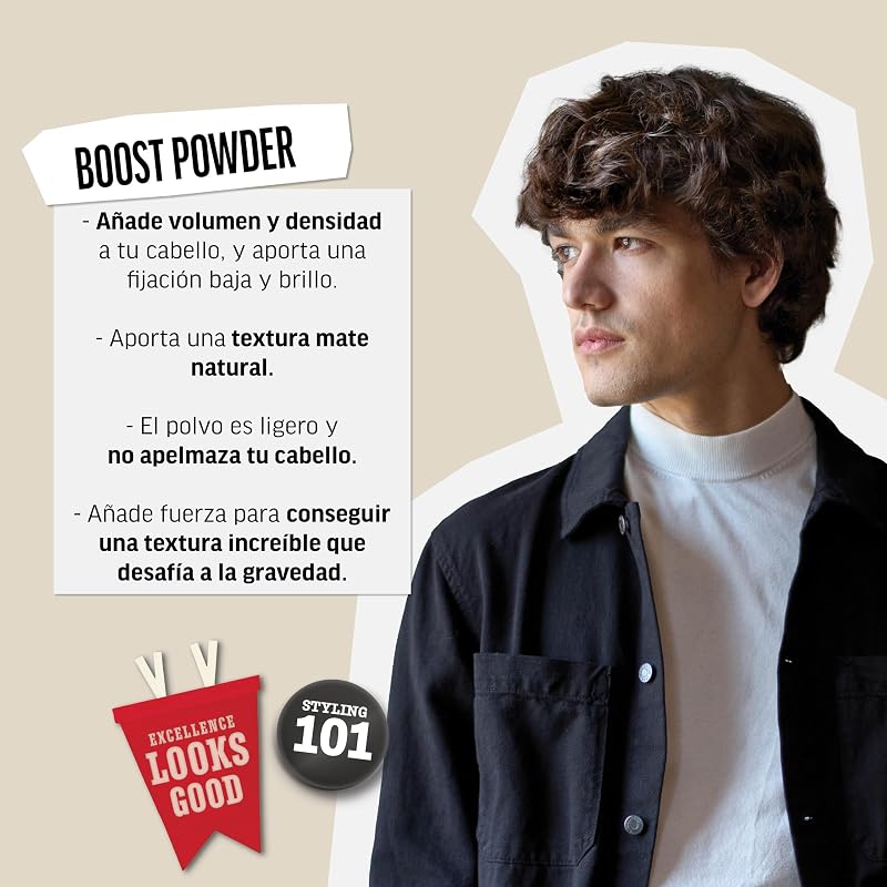 - Boost Powder, Polvo Voluminizador para el Pelo, Aporta Volumen, Cuerpo y Textura, Acabado Natural y Mate, Sin Brillo, Apto para Todo Tipo de Cabellos - 10 g