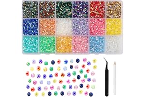 RUUKON 18 Colors 3mm Flat Back Jelly Rhinestones Colorful Resin Crystal AB Rhinestones for Crafts Nails Clothes Face Shoes Tu