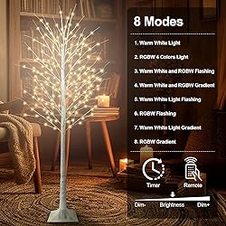 8FT Lighted Birch Tree with 210 LED Warm White and