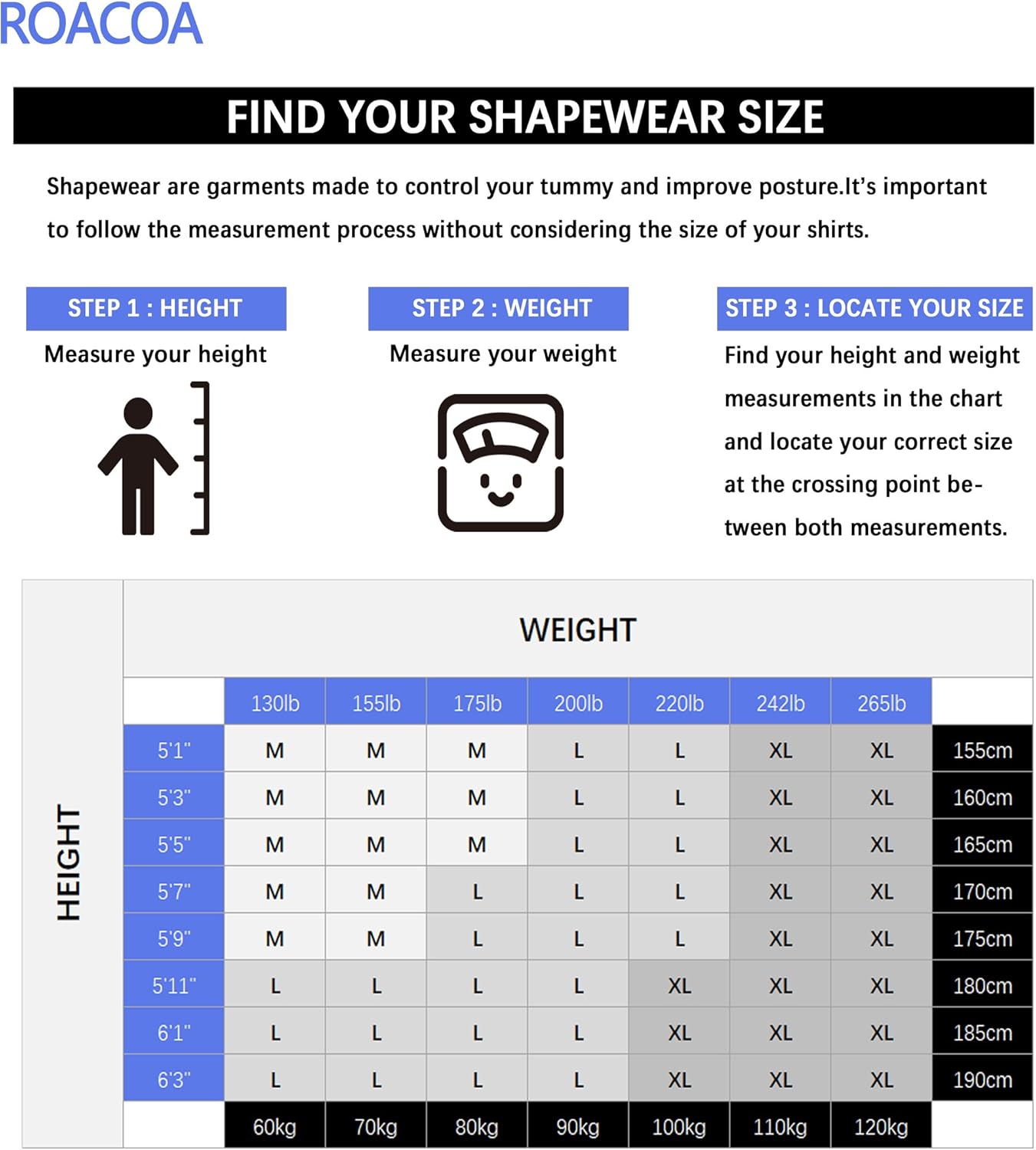 Roacoa Slimming Body Shaper for Men, Tummy Control and Gynecomastia Compression Undershirt: Clothing