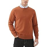 Kallspin Men's Crew Neck Sweater Pullover Regular Fit Pure Cotton Long Sleeve Lightweight Knit Casual Everyday Layering