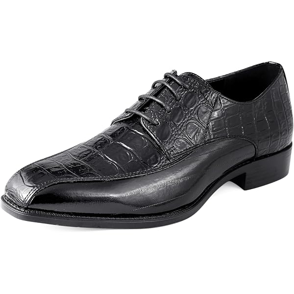 Santimon Men\'s US 9 Black Leather Plaid‎ Texture Oxfords Lace Up Dress Shoes Amazon.com | Santimon Men main image 4