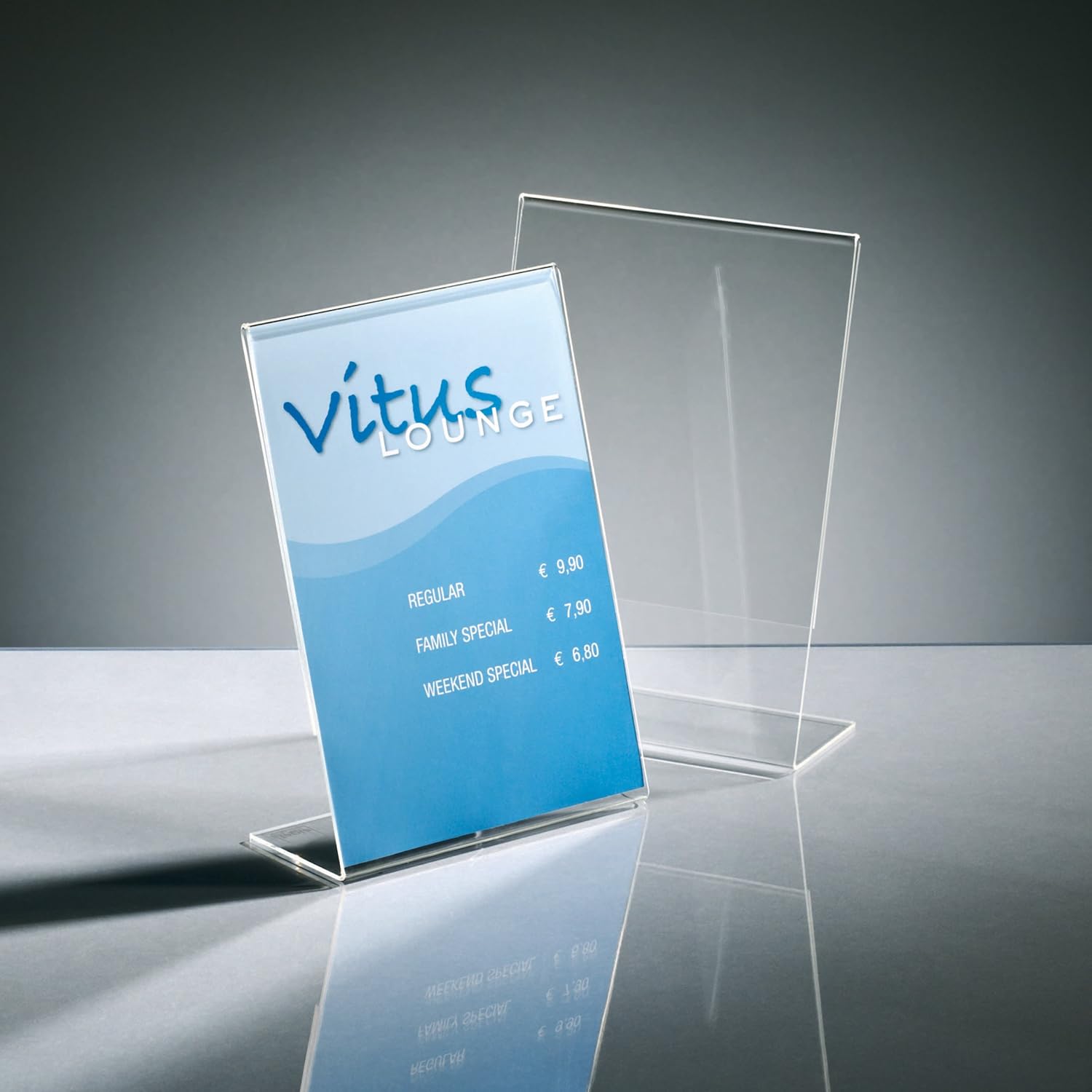 SIGEL TA212 Sign Holder, slanted, for A5, single-sided presentation, uv resistant acrylic, transparent, 3 Pieces - Image 3