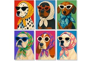 6 Pack Paint by Numbers Adult Kit, Dog Adult Paint by Number Kits On Canvas, Aniaml Acrylic Oil Painting for Home Wall Decor 