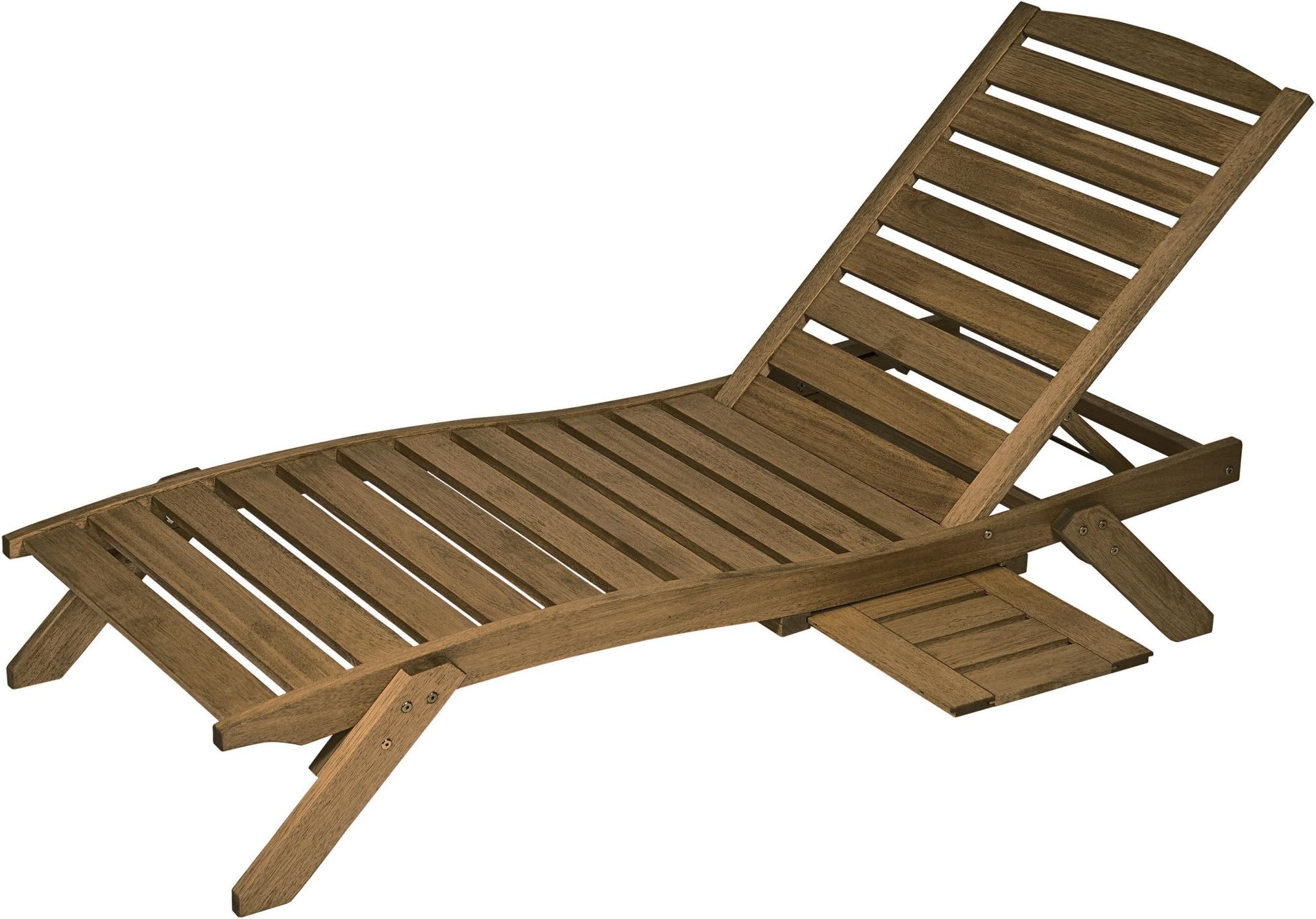Timbo Mestra Hardwood Outdoor Patio Chaise Lounge with Tray, Chaise, Brown