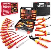 18-Piece Insulated Electrician Tool Set, VDE 1000V Insulated Screwdrivers, Voltage Tester, Long Nose, Diagonal Cutting and Wa