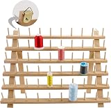 New brothread 60 Spools Wooden Thread Rack Organizer with Hanging Hooks view 1