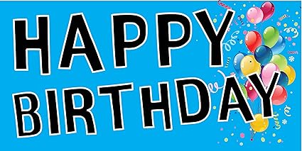 Amazon Com Pre Printed Happy Birthday Banner Solid Light Blue
