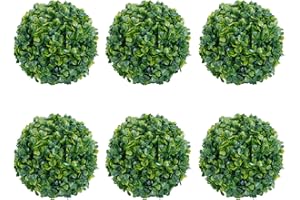 AILANDA Set of 6 (7") Artificial Boxwood Topiary Balls, Faux Boxwood Decorative Balls Fake Plant Greenery Spheres Hanging Grass for Fall Home Wedding Garden Farmhouse Autumn Table Centerpieces Decor