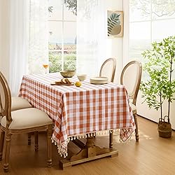 Softalker Fall Checkered Tablecloth Square, Heavy