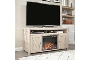 Ameriwood Home Farmington Electric Fireplace TV Console for TVs up to 60", Light Oak